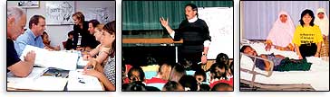 Kinder Hunt & Jeff Buttler verwenden Studiertechnologie (links). Bobby Wiggins: Drogenaufkl�rung (mitte). Churlya Wurfel: mit Erdbebenopfer in Indonesien (rechts).