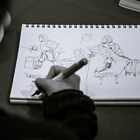 Putting the lessons to the test at one of the illustrators workshops.