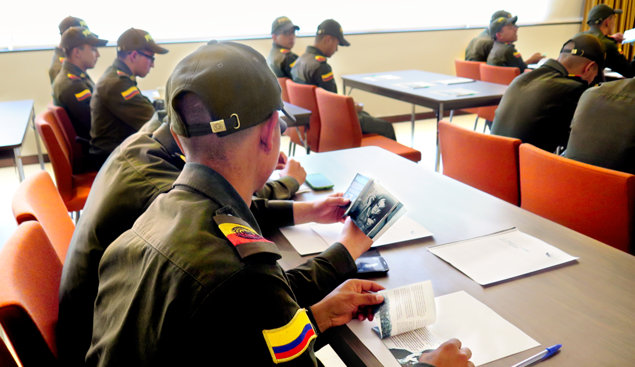 The Bogota Touristic Police Unit met at the city’s new Scientology Ideal Church to get instruction on the religion’s Truth About Drugs campaign.