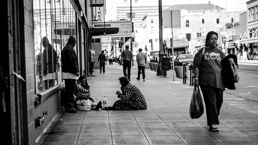 Homeless people on the street