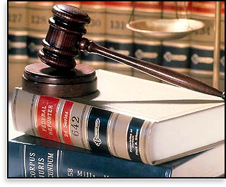 Gavel on law books