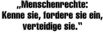 „Menschenrechte: Kenne sie, fordere sie ein, verteidige sie.“